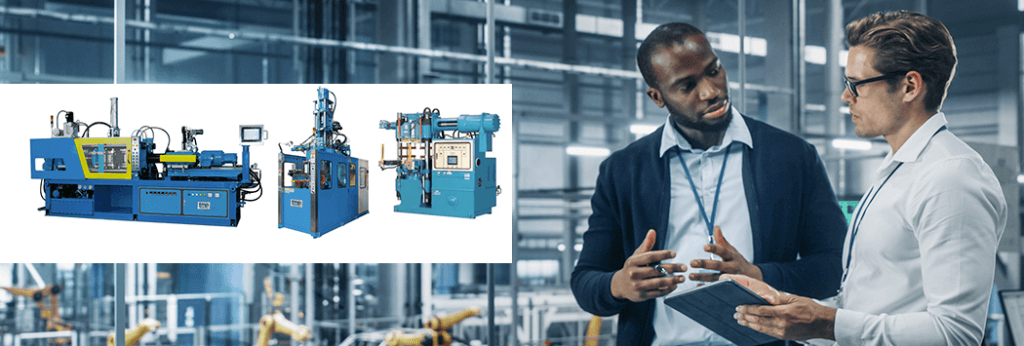 2 Professionals Discussing Injection Press Designs