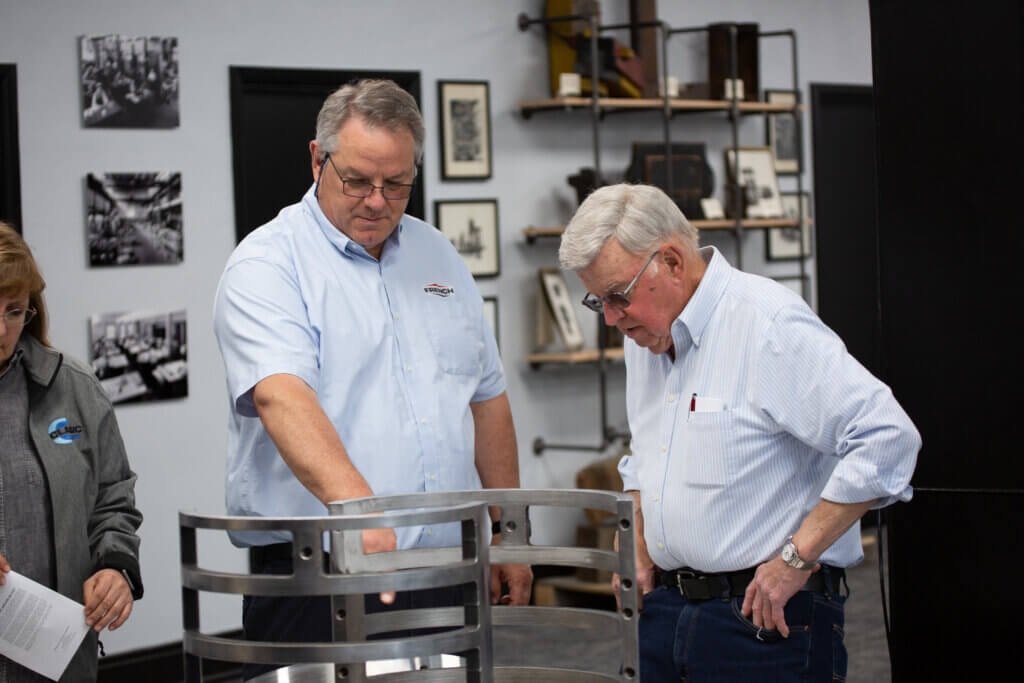 People looking at an exhibit at French.