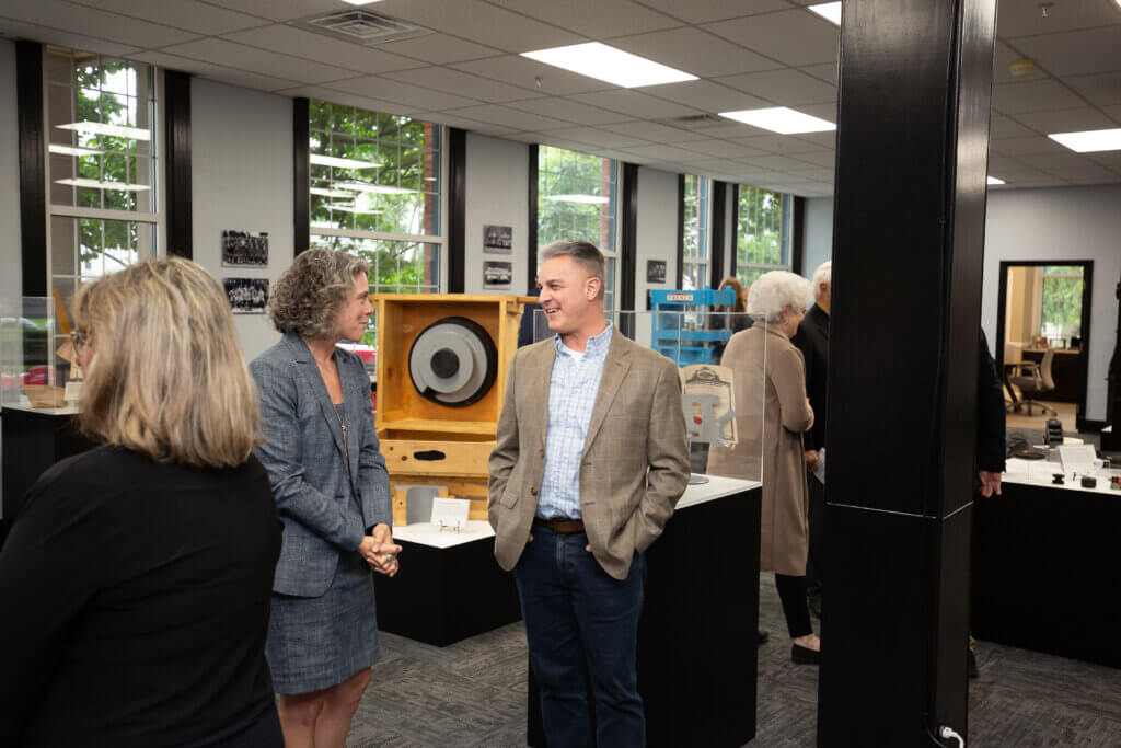 Tayte with guests at the French museum.